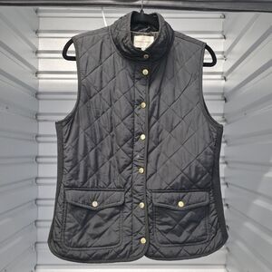 L Adrienne Vittadini Black Quilted Puffer Vest Sleeveless